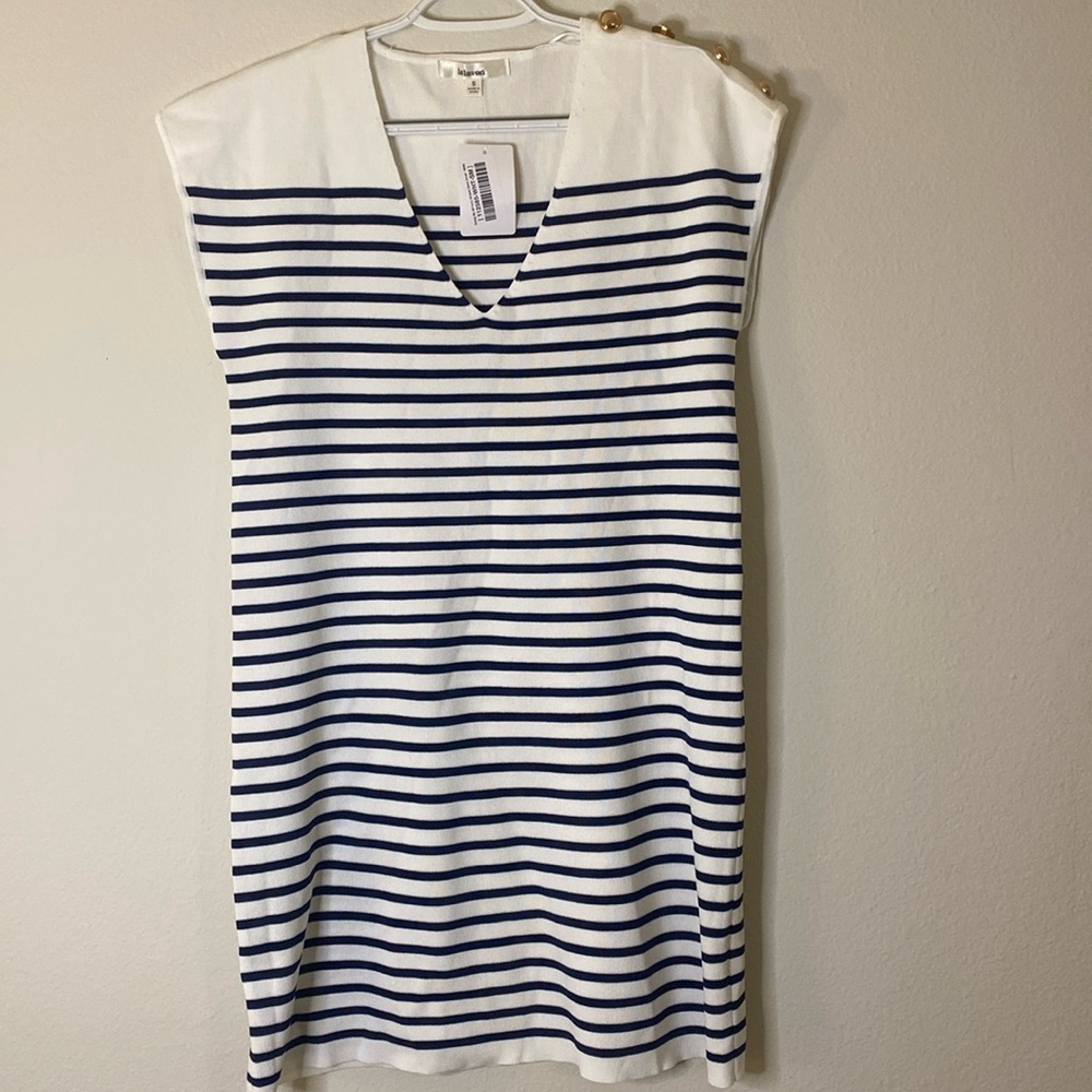 Navy and White Striped Dress